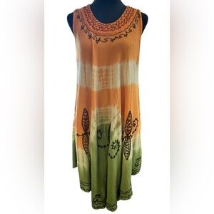 True Rock Tie Dye Dress Made in India Free Size Boho Hippie Festival OSFM EUC
